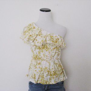 One Shoulder Floral Ruffle Top